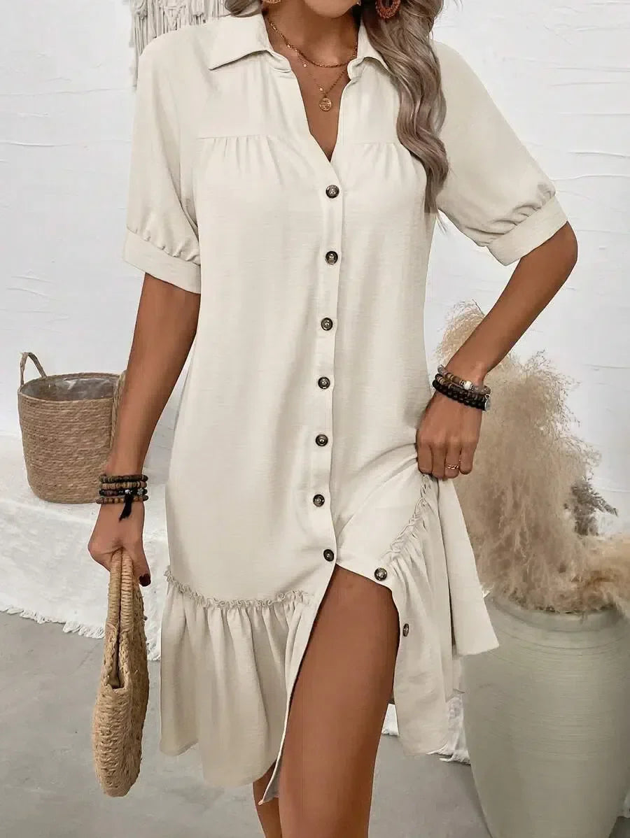 Isabella™ Button-Down Ruffle Hem Dress