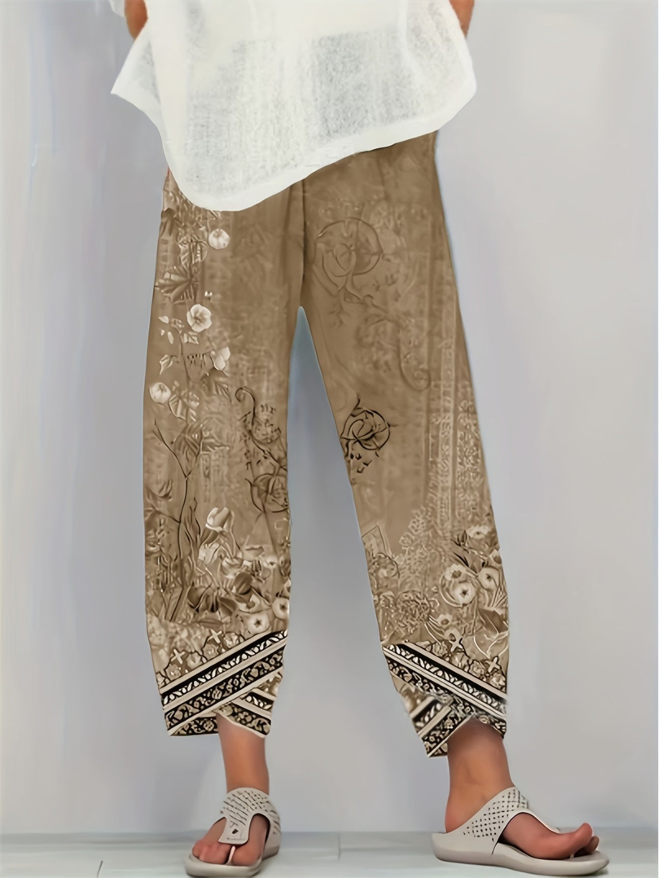 Betsan – Botanical Print Wide-Leg Trousers