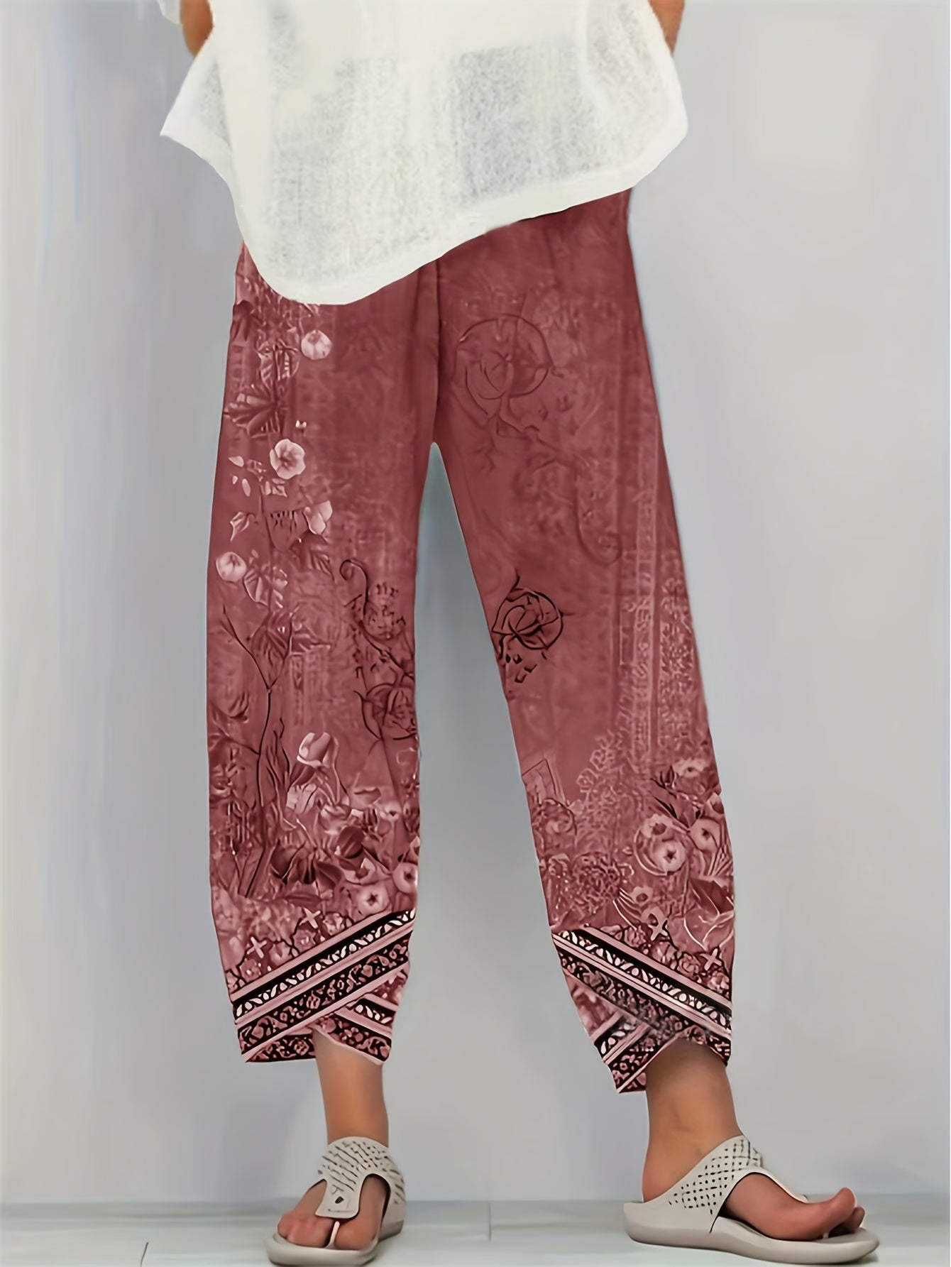 Betsan – Botanical Print Wide-Leg Trousers