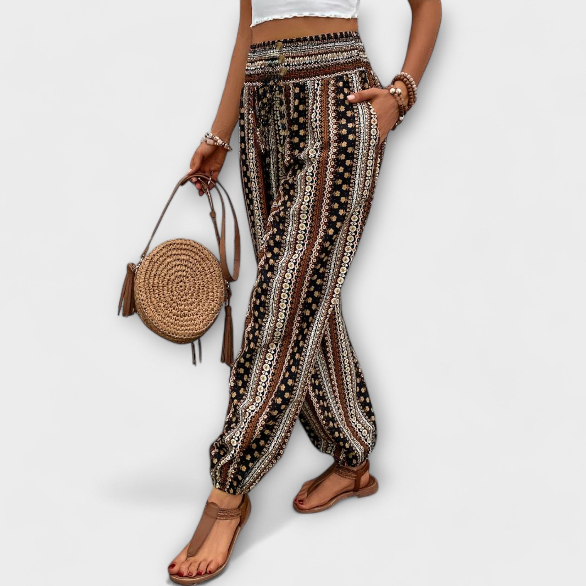 Scarlett - Trousers with Ethnic Graphic