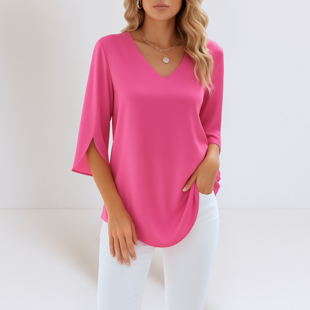 Grace | Elegant blouse with V-neckline and slit sleeves