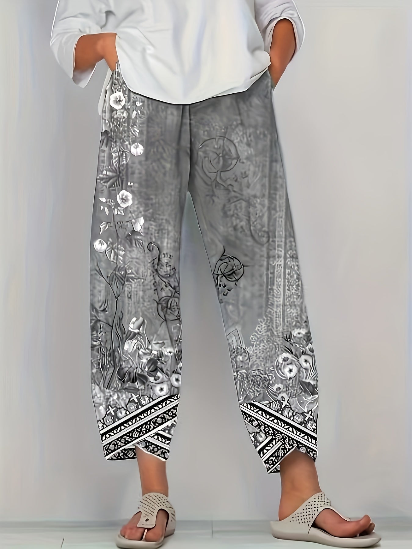Betsan – Botanical Print Wide-Leg Trousers