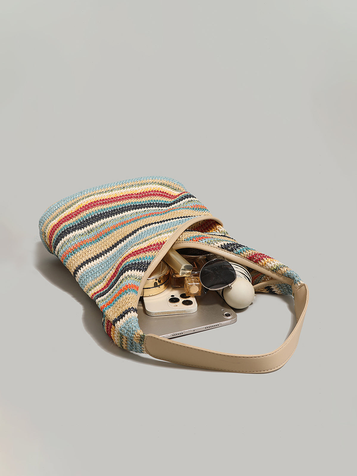 isabella™ Rainbow Grass Woven Shoulder Bag