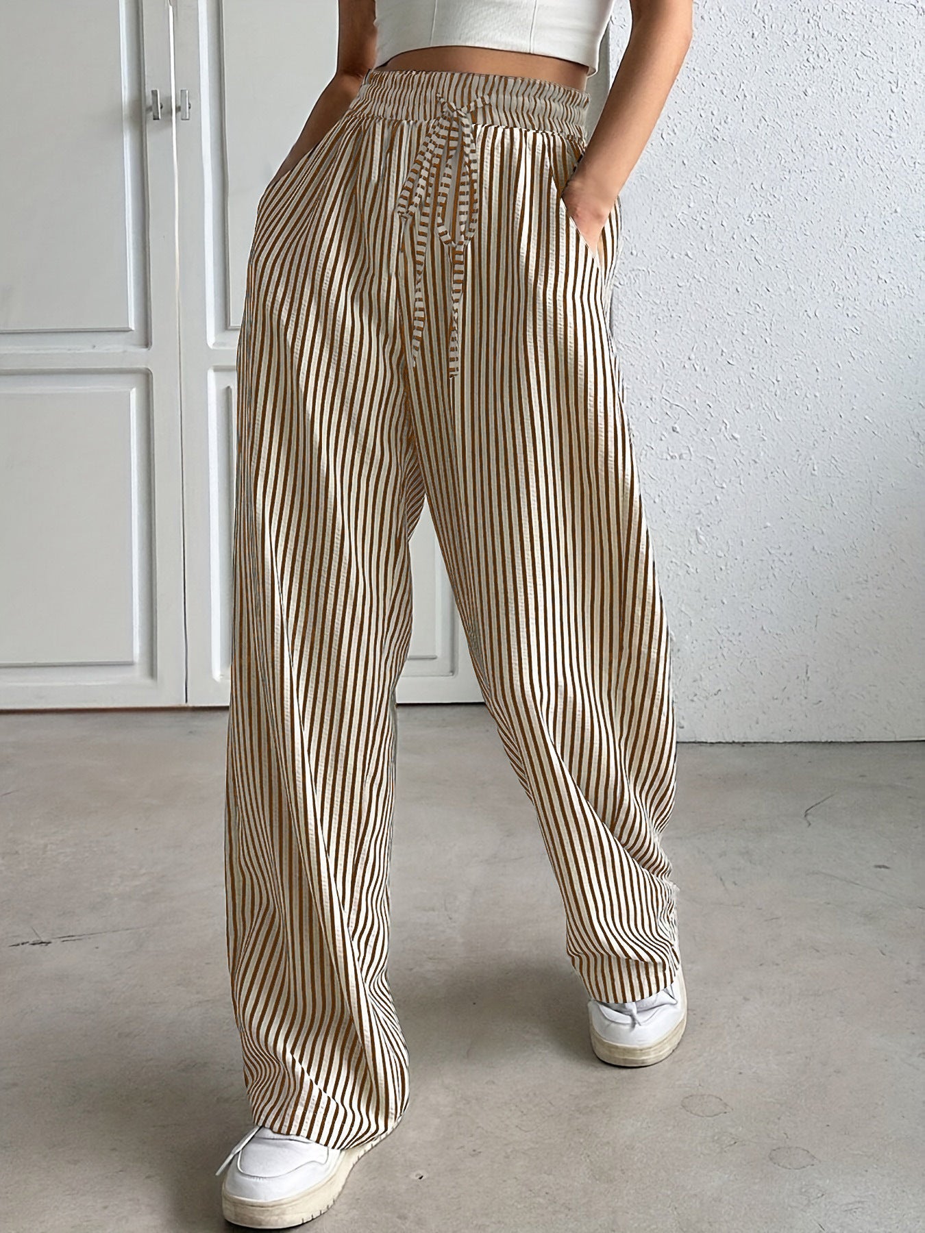 Hollis – Wide-Leg Striped Trousers