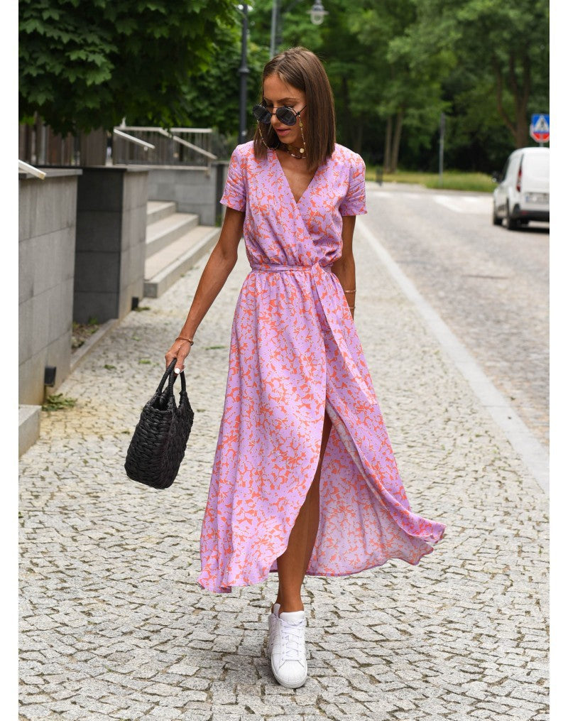 Lina – Floral Wrap Midi Dress