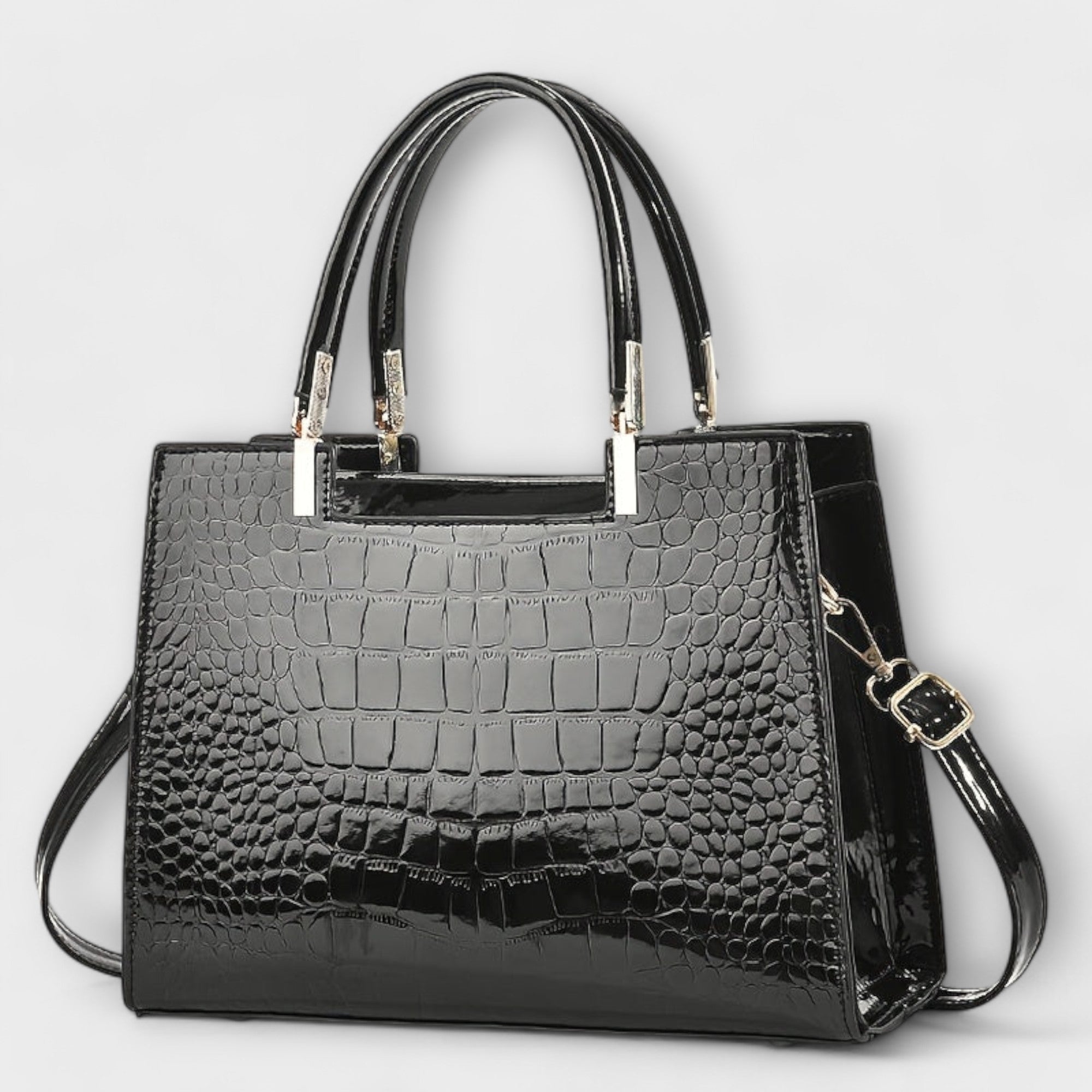Aralune - Shiny crocodile print handbag