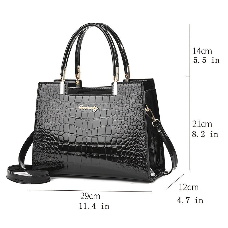 Aralune - Shiny crocodile print handbag