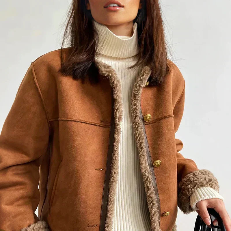 Isabella™ Shearling Button Jacket