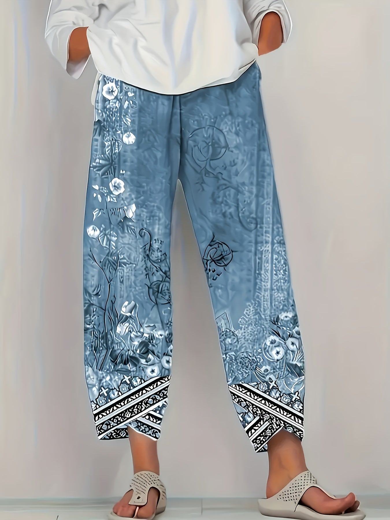 Betsan – Botanical Print Wide-Leg Trousers