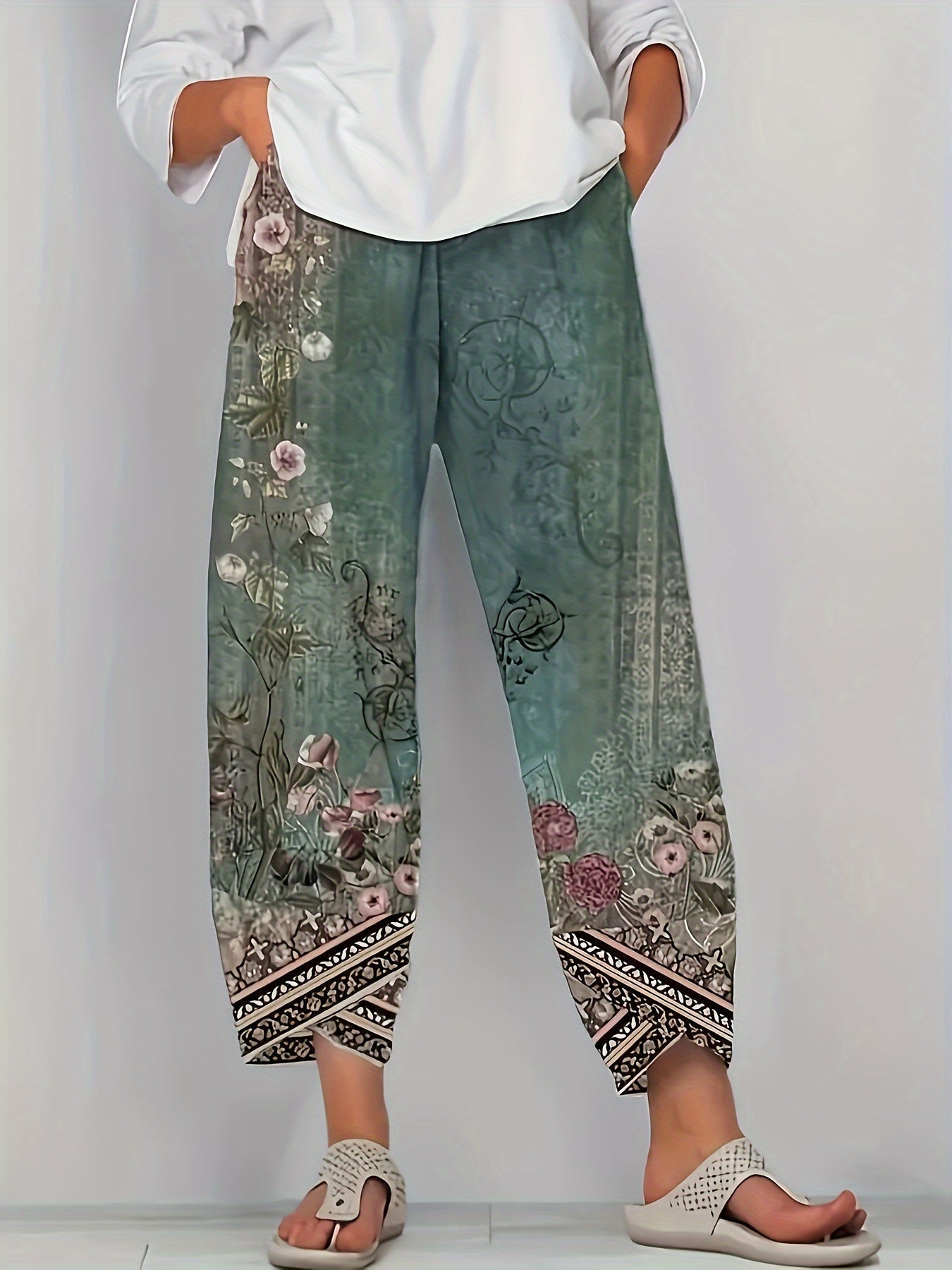 Betsan – Botanical Print Wide-Leg Trousers