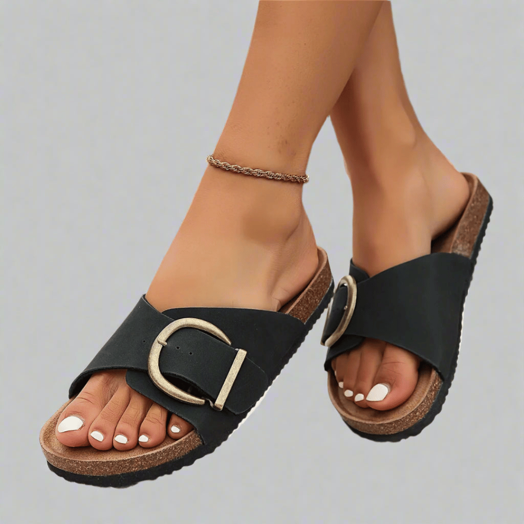 Ronja | Vegan Cork Sliders with Comfortable Footbed Sole