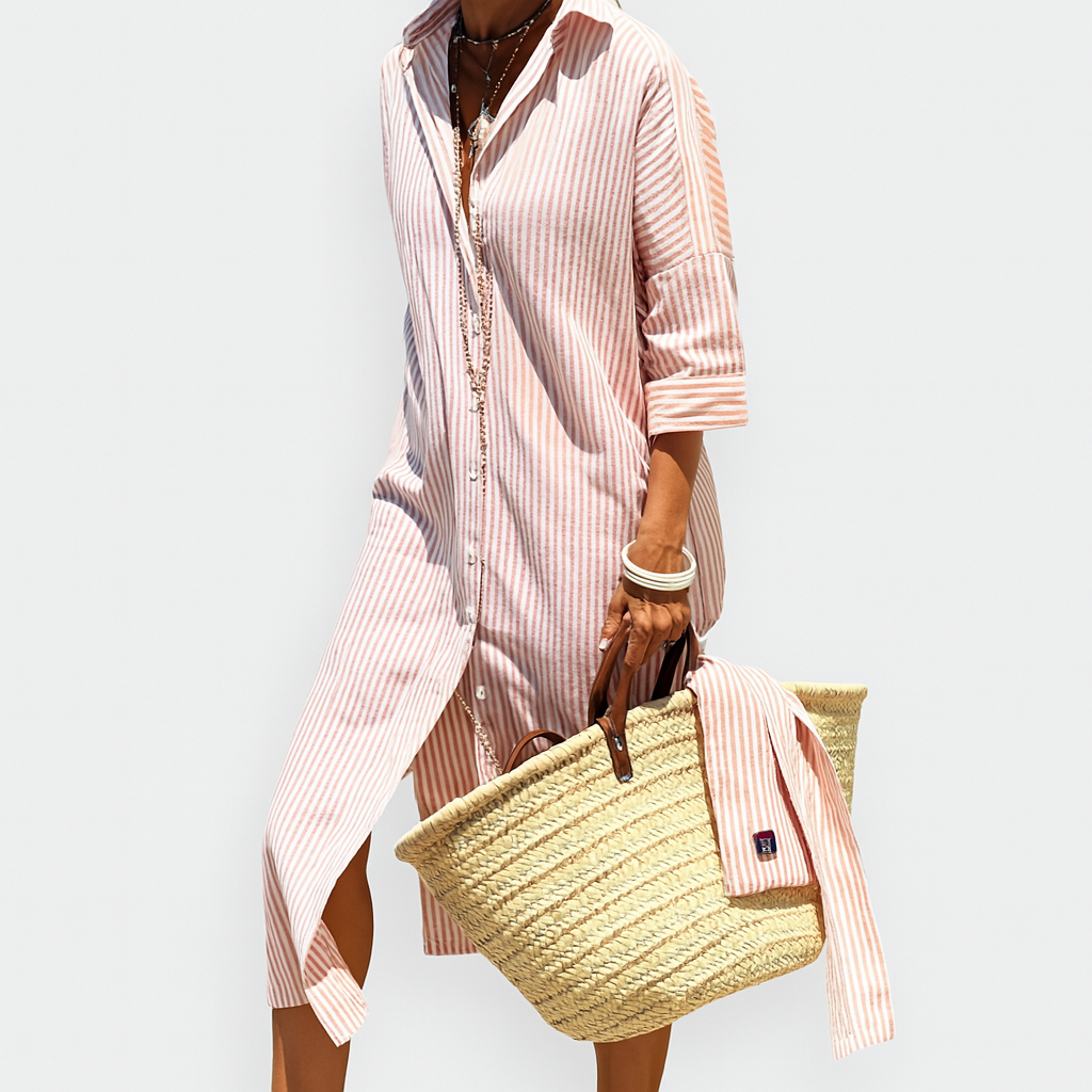 Isabella™ Striped Button-Up Shirt Dress