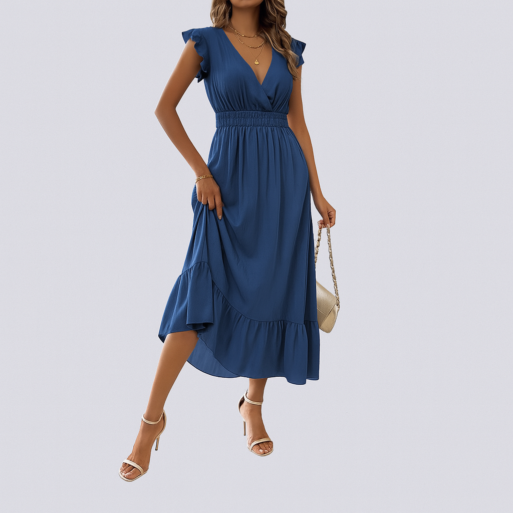Isabella™  Ruffle Sleeve Smocked Midi Dress