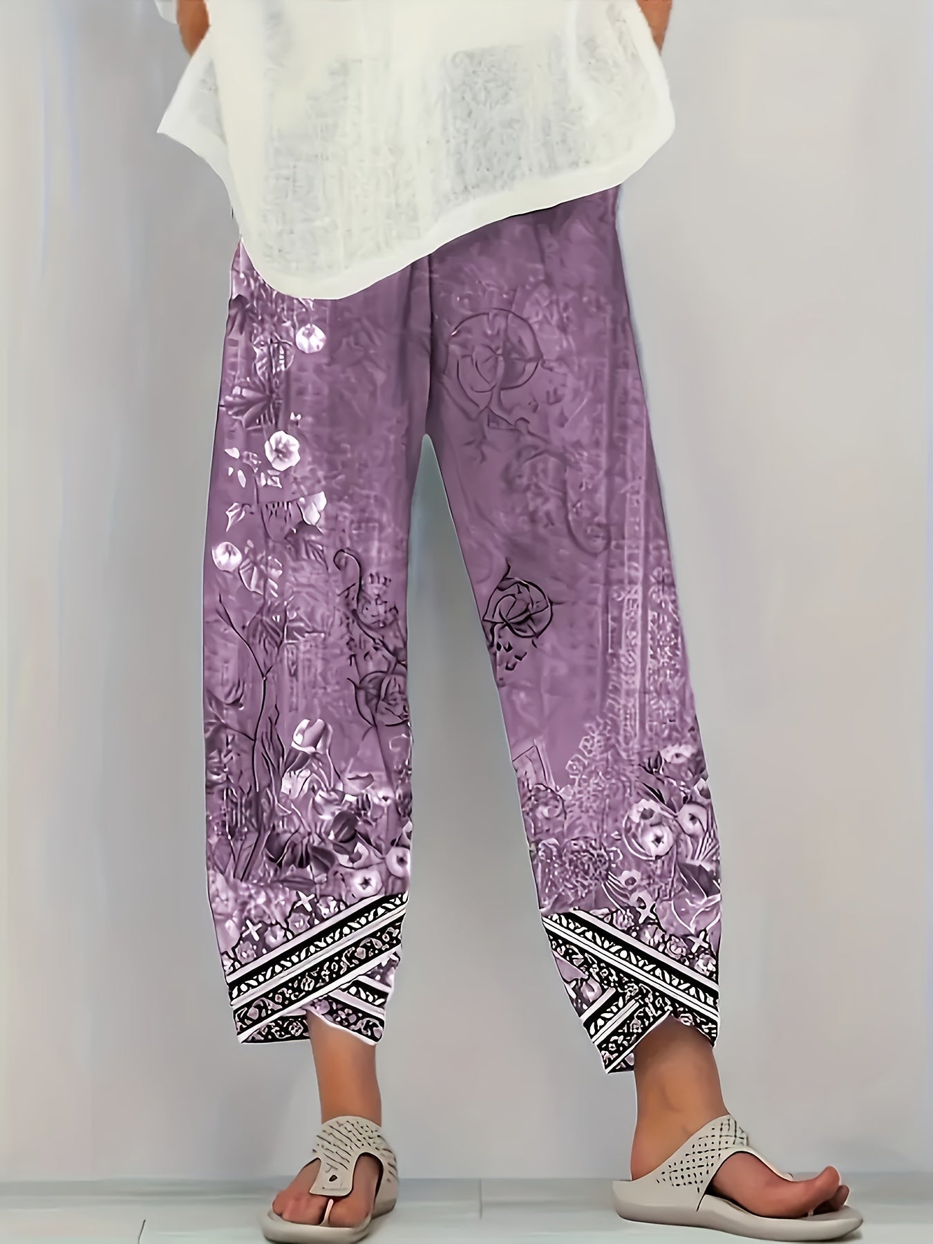 Betsan – Botanical Print Wide-Leg Trousers